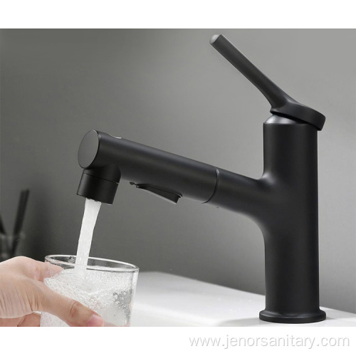 Premium Bathroom Pull Out Black Basin Waterfall Faucet